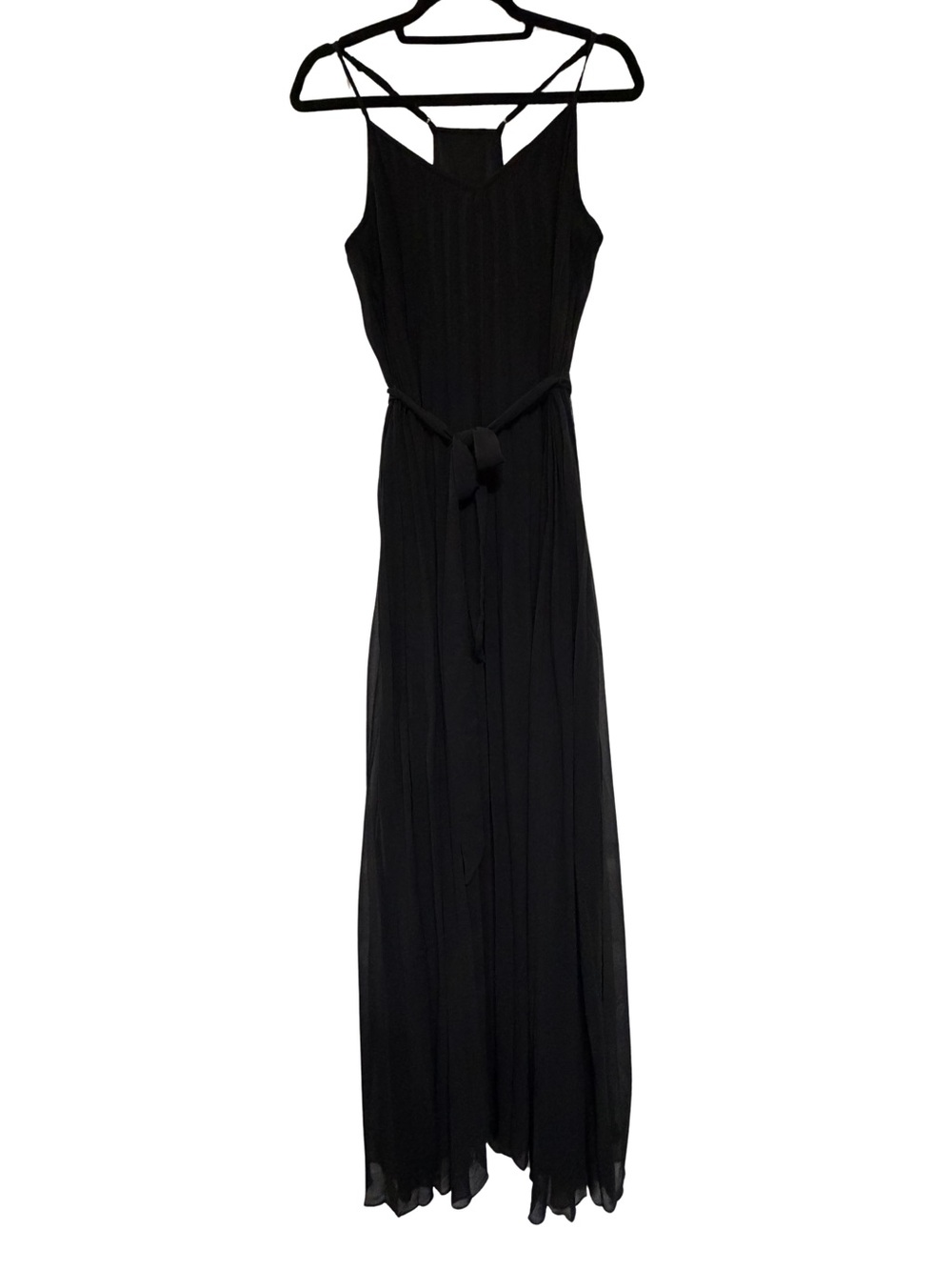 B Darlin Black Pleated Chiffon Maxi Dress 11/12 Formal Evening Gown